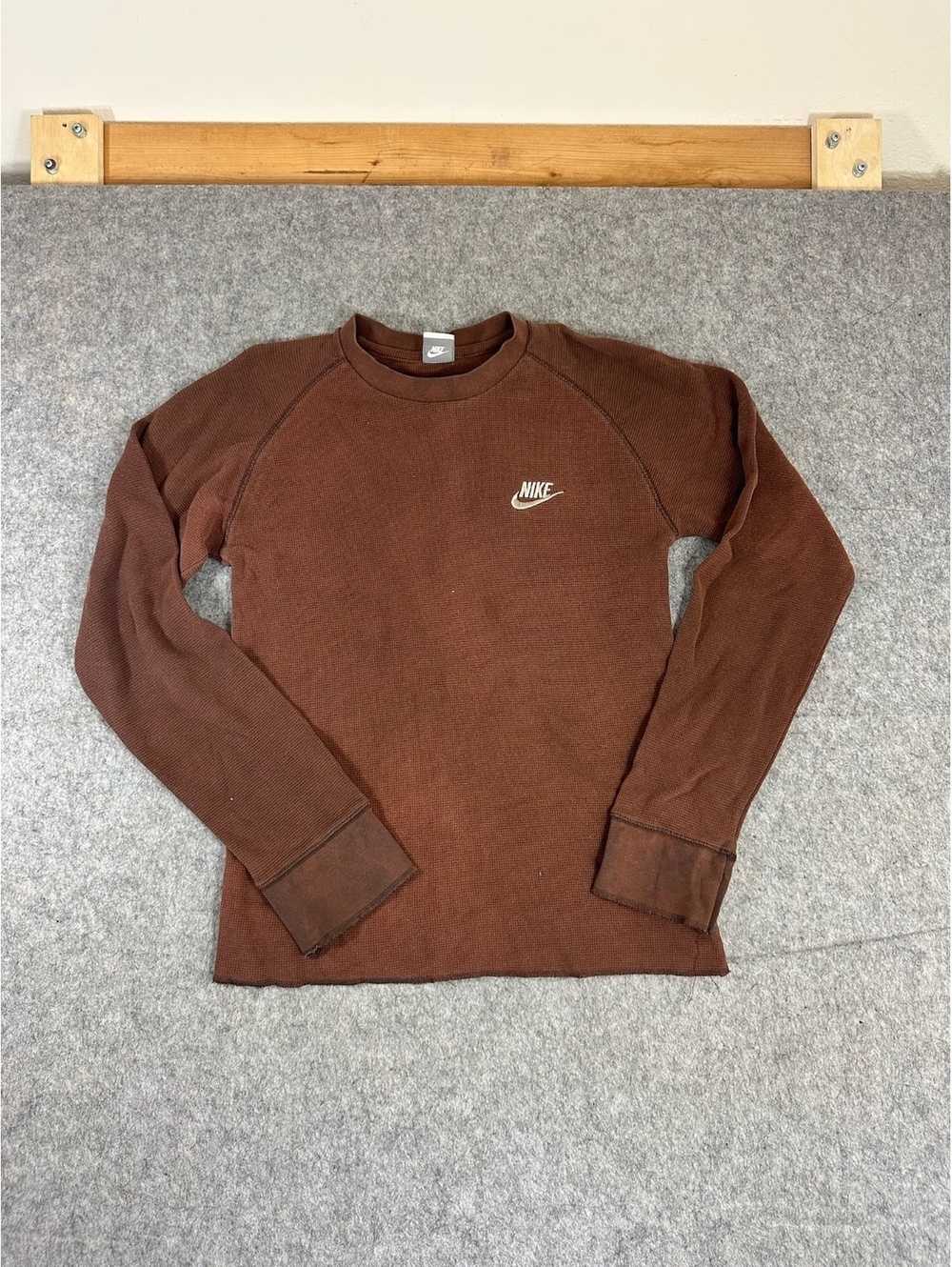 Vintage Nike brown waffle knit long sleeve top size M